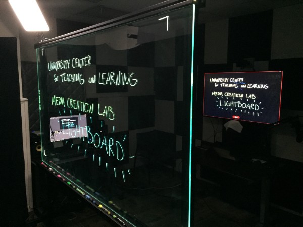Media Creation Lab interior showing the Lightboard screen.