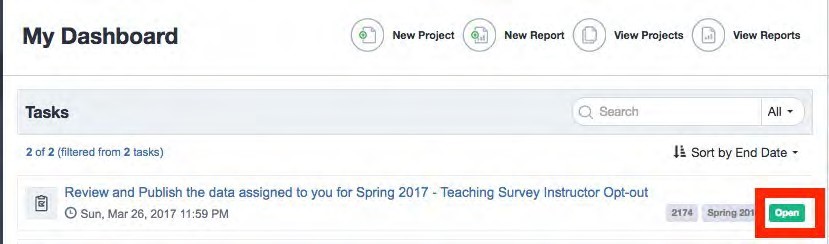 OMET Teaching Survey "My Dashboard" screenshot
