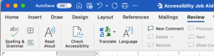 Screenshot of Microsoft "check accessibility" tool in Office 365