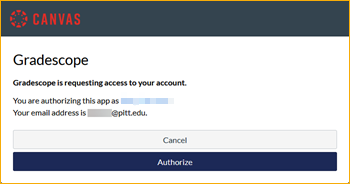 Screenshot of the Canvas access authorization prompt.