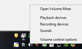 Advanced audio menu options as they appear on your PC taskbar