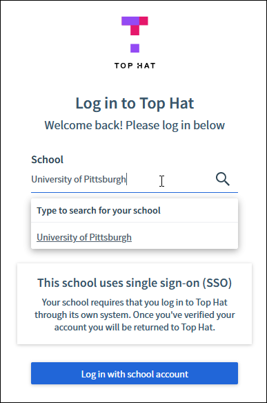 Select school page