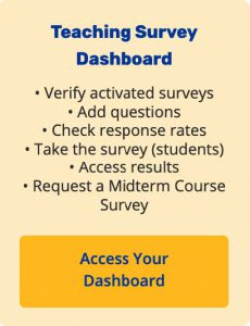 Teaching Survey Dashboard tile from OMET home page - mouse over