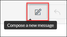 Screenshot ot the icon for composing a new message in Canvas. 