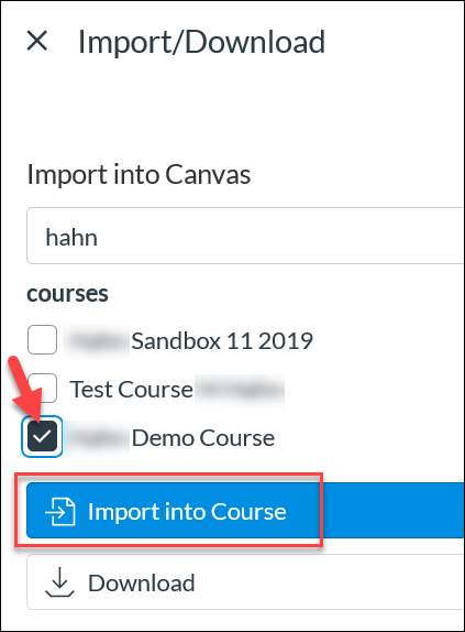 Screenshot showing confirmation step in Importing content from Canvas Commons to course.