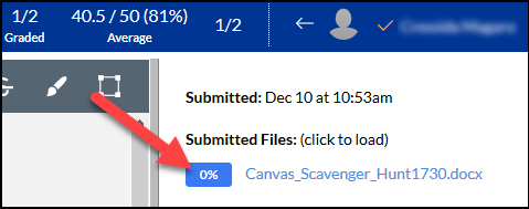 Screenshot showing how to access Turnitin tools for an assignment that has been submitted in Canvas.