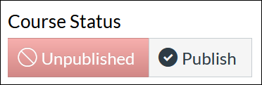 Screenshot showing the status of a Canvas course as "unpublished."