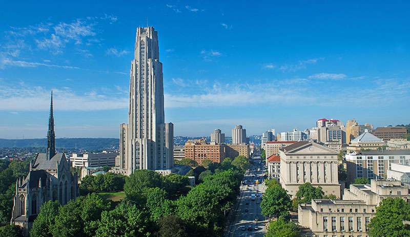 Aerial View Of The Cathedral Of Learning And Heinz Chapel In The Summer.
