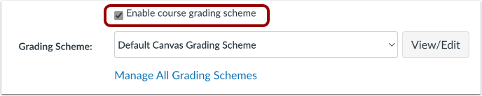 Screenshot illustrating the new Grading Scheme block of Course Settings. It is now broken apart into components.